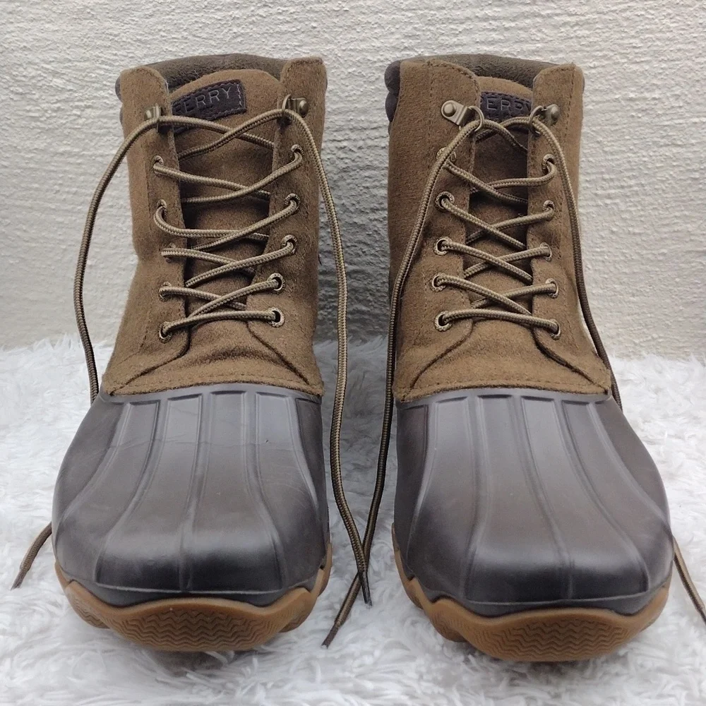 Sperry Top-Siders Avenue Olive Green Wool Blend Rubber Upper Lace Up Duck Boot